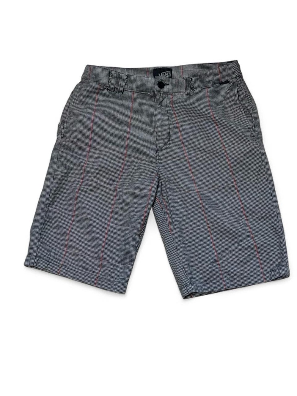 Vans Men’s Gray Shorts with Thin Red Pinstripes